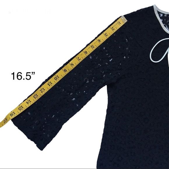 Zara M black lace long sleeve crop top white bow tie lacy shirt blouse witchy​ - Picture 4 of 15